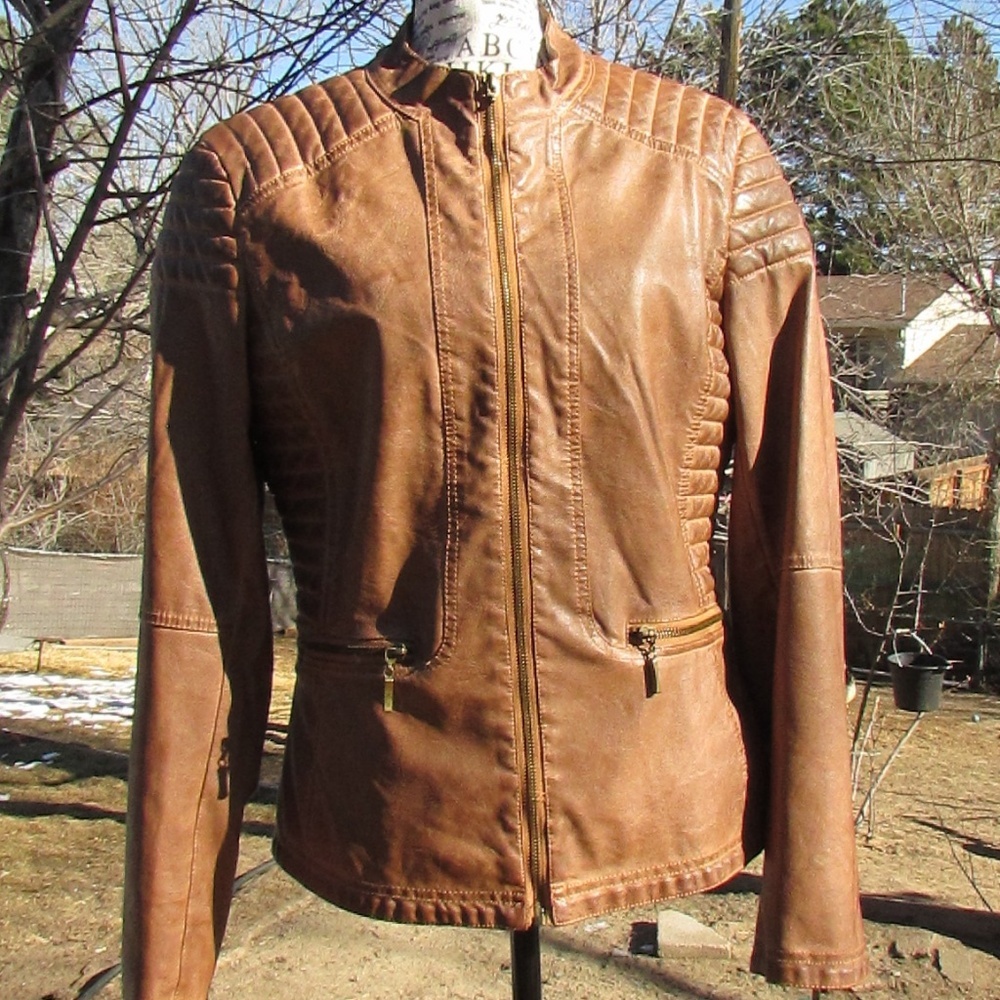 Max Edition brown leather Moto jacket